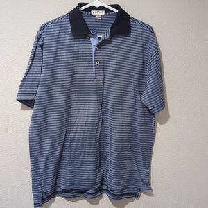 Peter Millar‎ Polo Small Blue Stripes Golf Shirt Short sleeve Relax